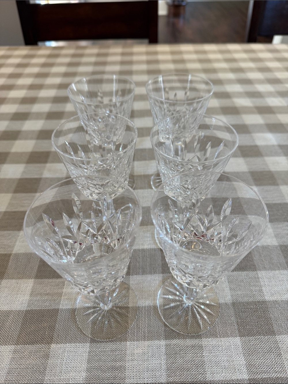 Waterford Crystal Clear Cut Lismore Stemware Wine Glasses (Set of 6)
